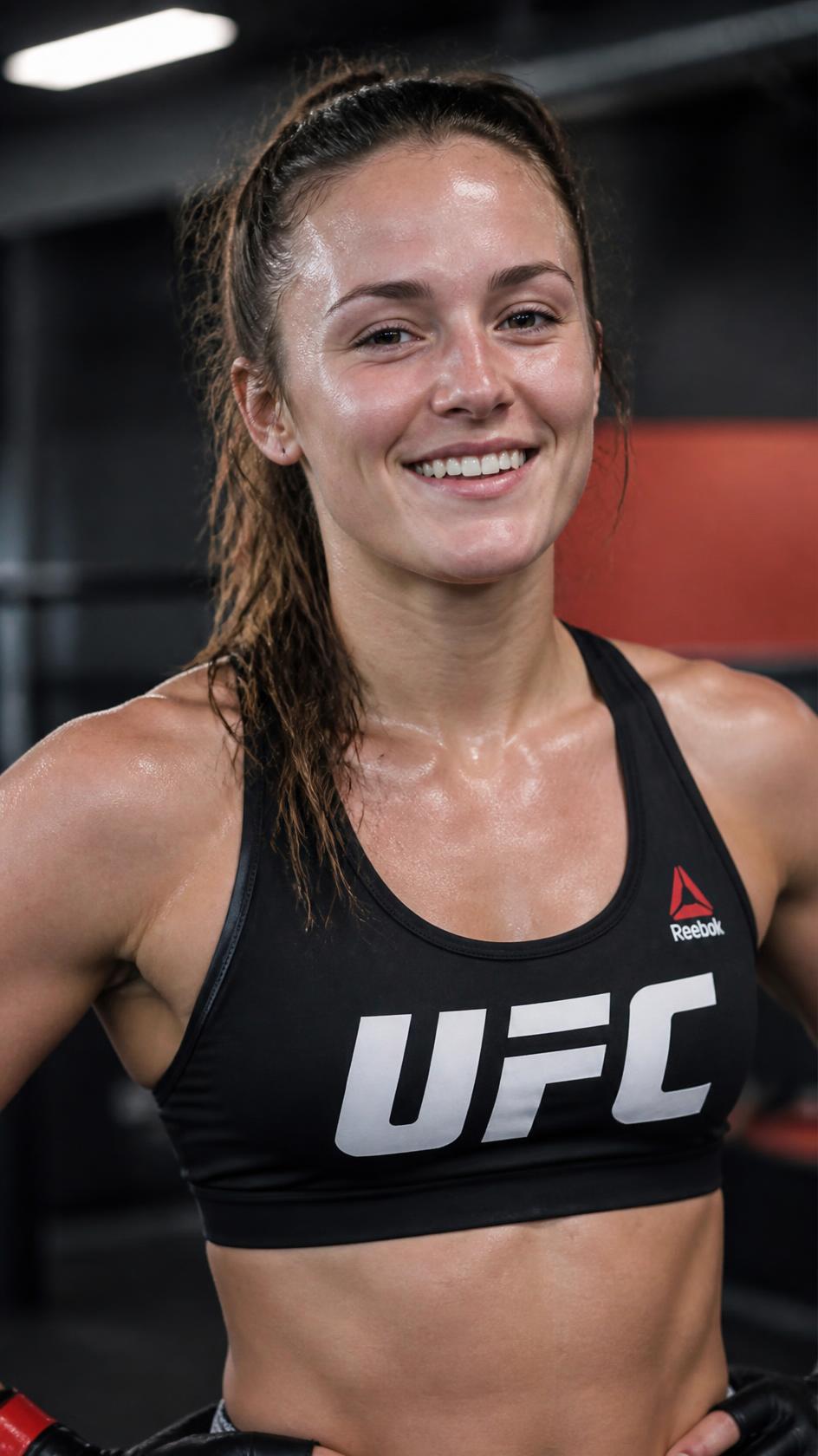 Combattante souriante après l'entraînement